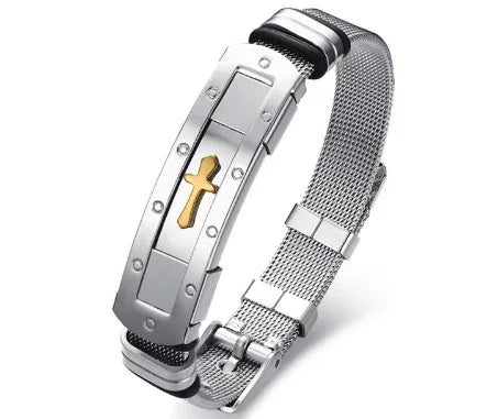 Men's Stainless Steel Cross Bracelet - God Cloth
