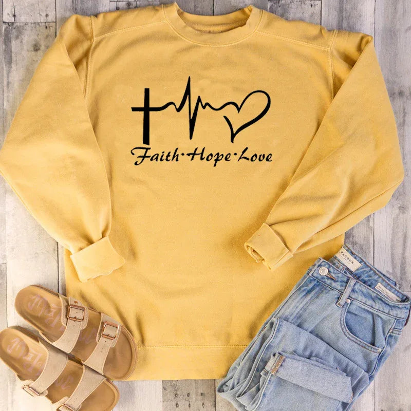 Faith Hope Love Trendy Sweatshirt - God Cloth