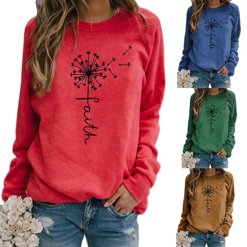 Faith Round Neck Long Sleeve Sweatshirt - God Cloth