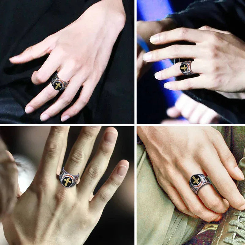 Intricate European-Style Cross Ring - God Cloth