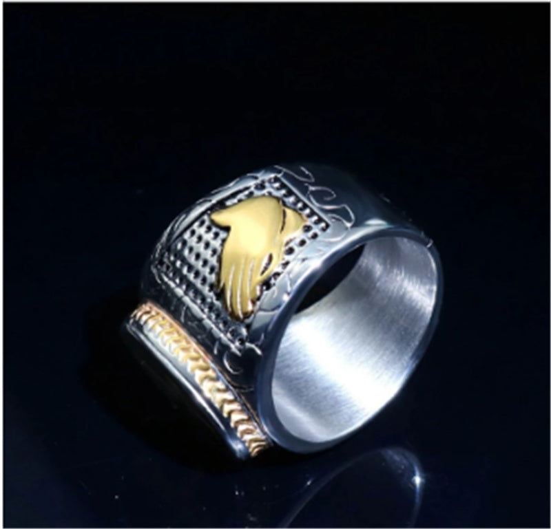 Intricate European-Style Cross Ring