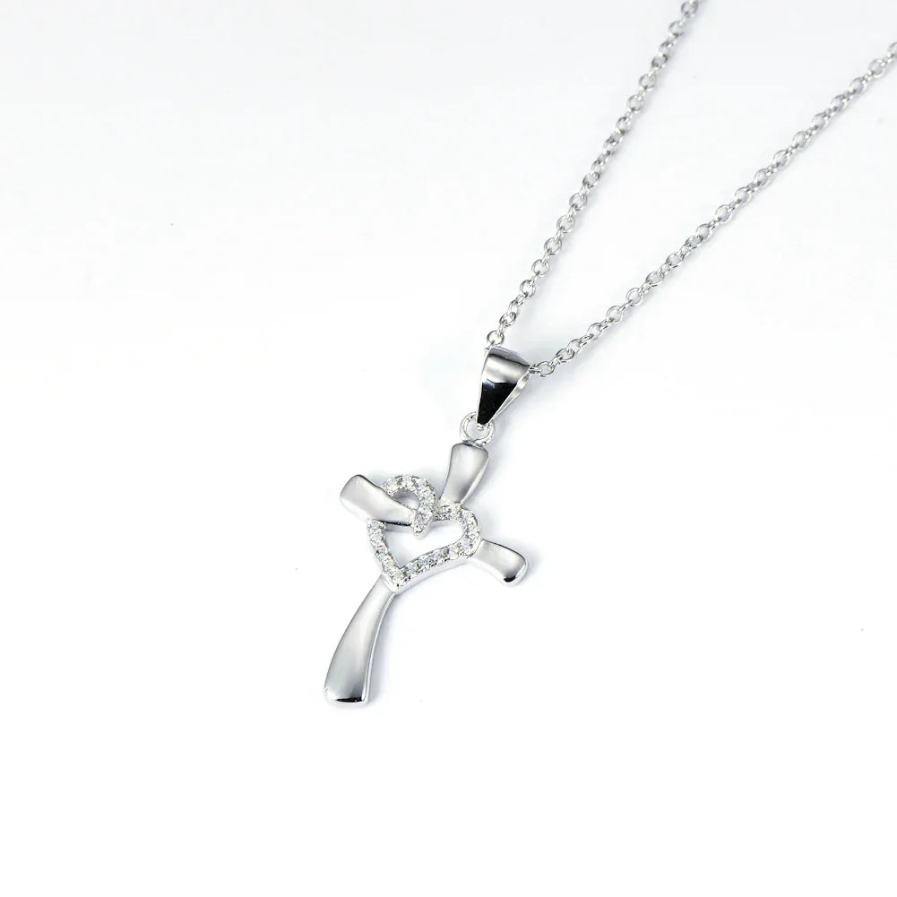 Silver Love Cross Necklace - God Cloth