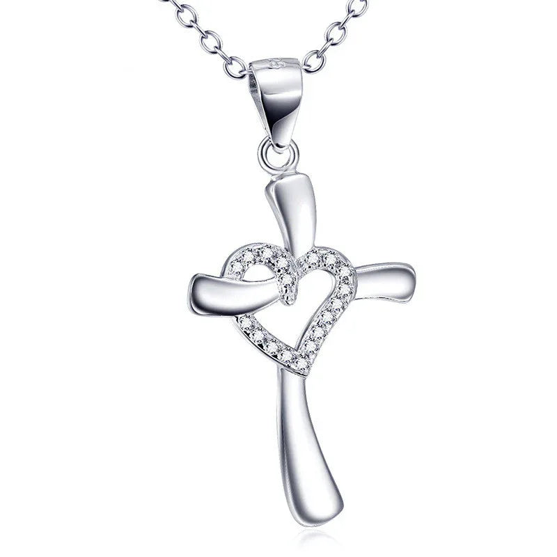 Silver Love Cross Necklace - God Cloth
