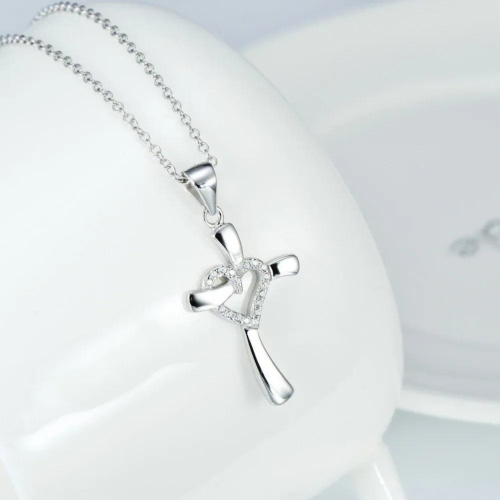 Silver Love Cross Necklace - God Cloth