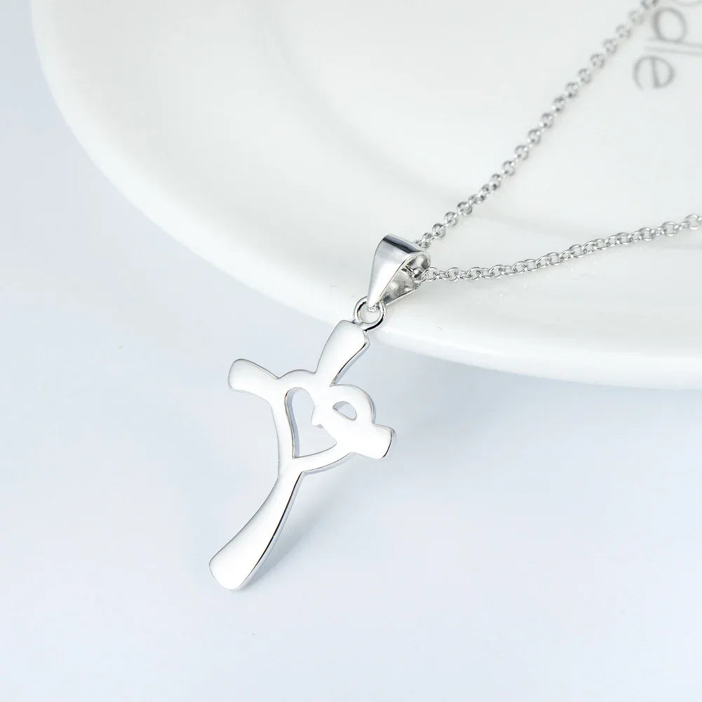 Silver Love Cross Necklace - God Cloth