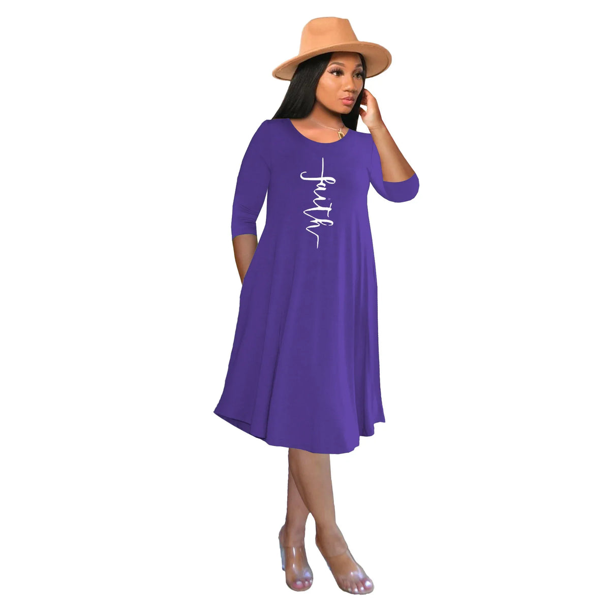 Casual Faith Print Dress - God Cloth