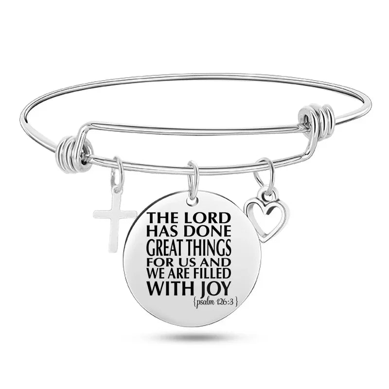Lady's Bible Scripture Stainless Steel Bangle Bracelet - God Cloth