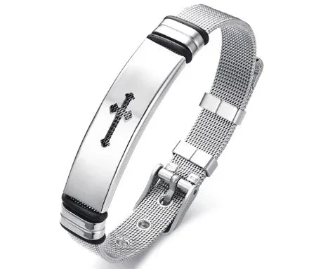 Men's Stainless Steel Cross Bracelet - God Cloth