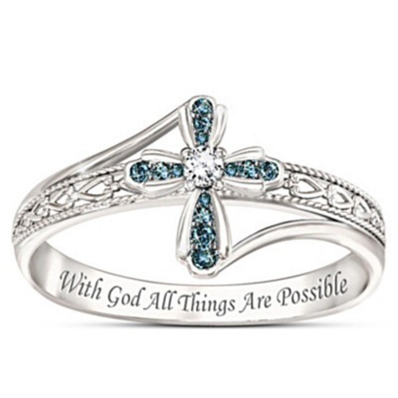 Religious Belief Jeweled Cross Ring