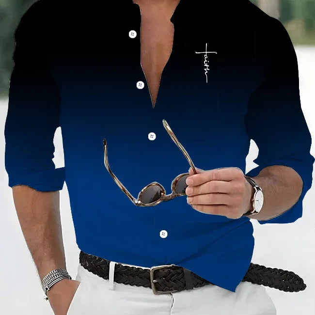 Blue Ombre Faith Lettering Shirt - God Cloth