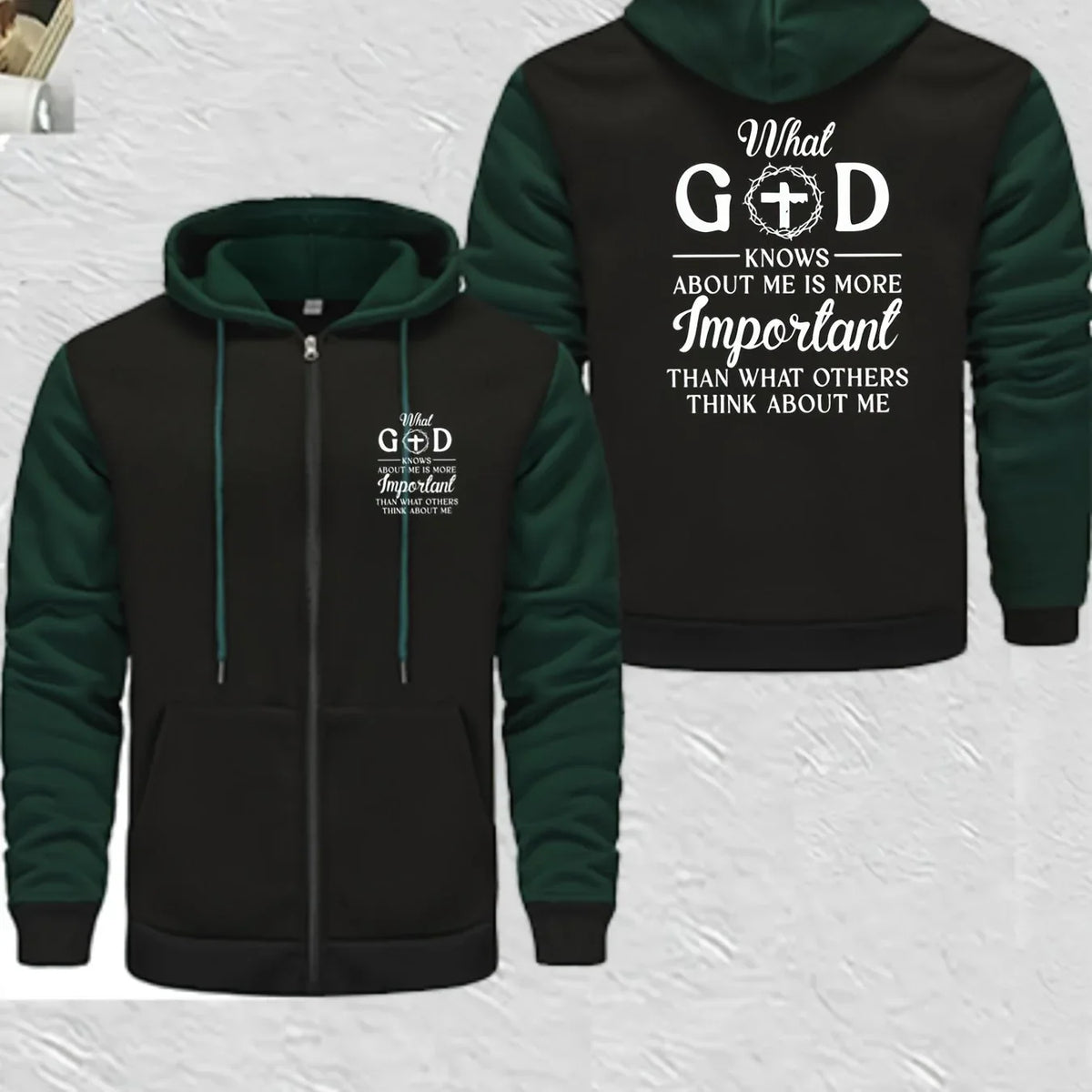 Men's Full-Zip Hooded Color Block Christian Jacket - God Cloth
