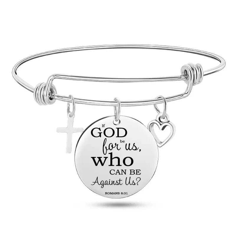 Lady's Bible Scripture Stainless Steel Bangle Bracelet - God Cloth