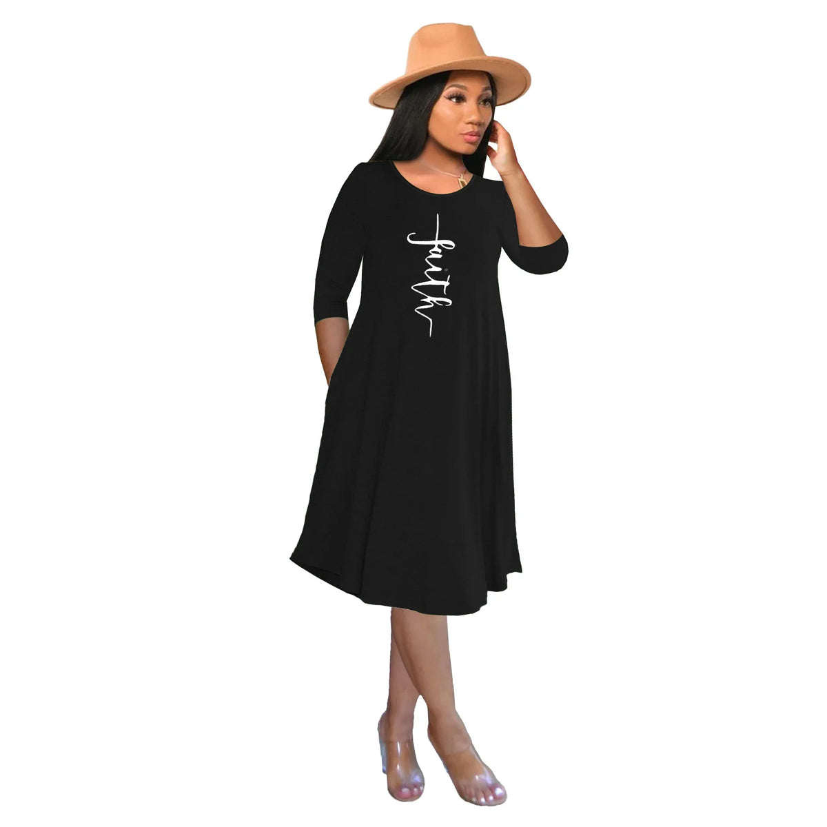 Casual Faith Print Dress - God Cloth