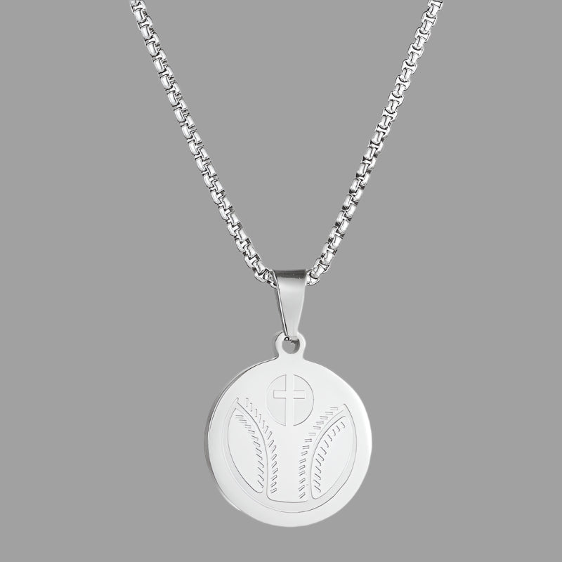 Silvertone Unisex Baseball Cross Necklace