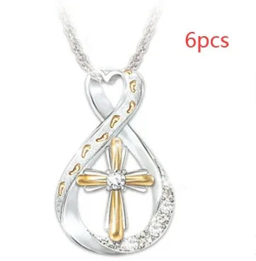 Two-Tone Diamond Cross Footprint Pendant - God Cloth