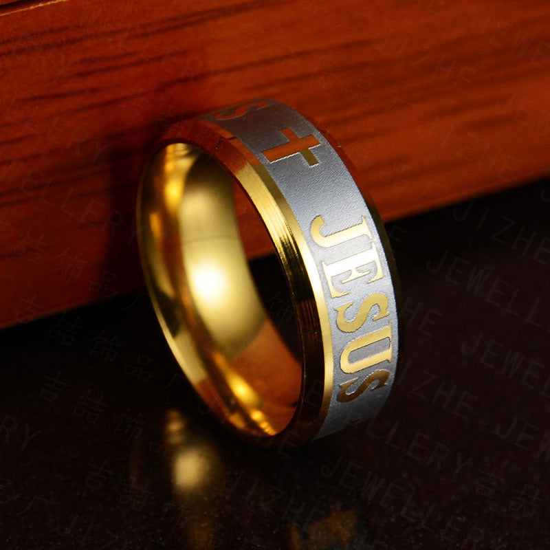 Two-Tone Jesus Cross Ring