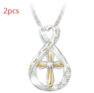 Two-Tone Diamond Cross Footprint Pendant - God Cloth