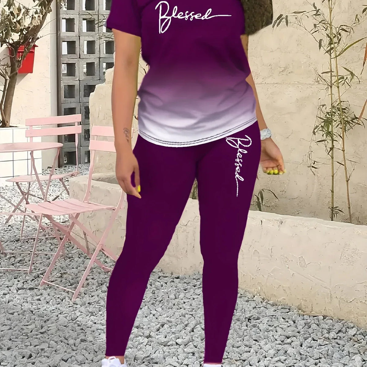Fuschia Hombre Plus Size Blessed Two-Piece Set - God Cloth