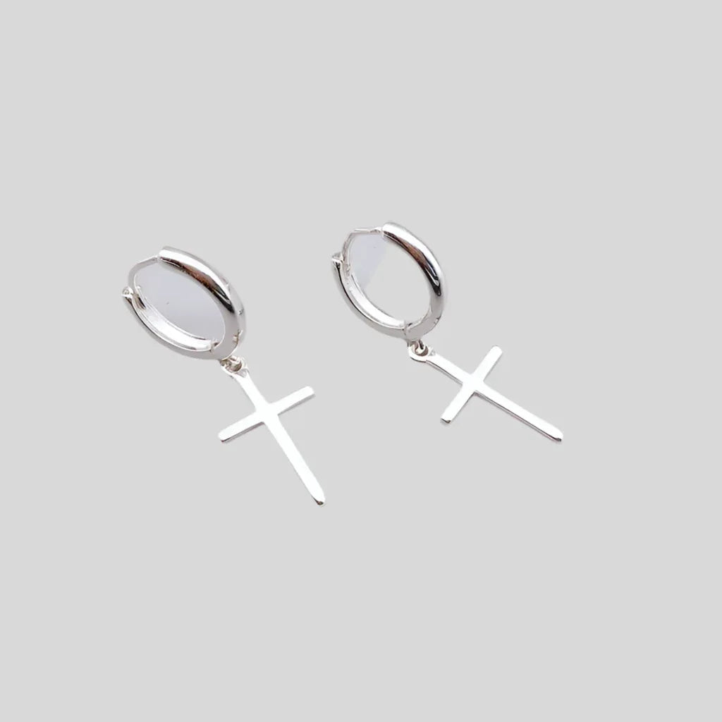 Sterling Silver Stud Earrings Cross Earrings - God Cloth