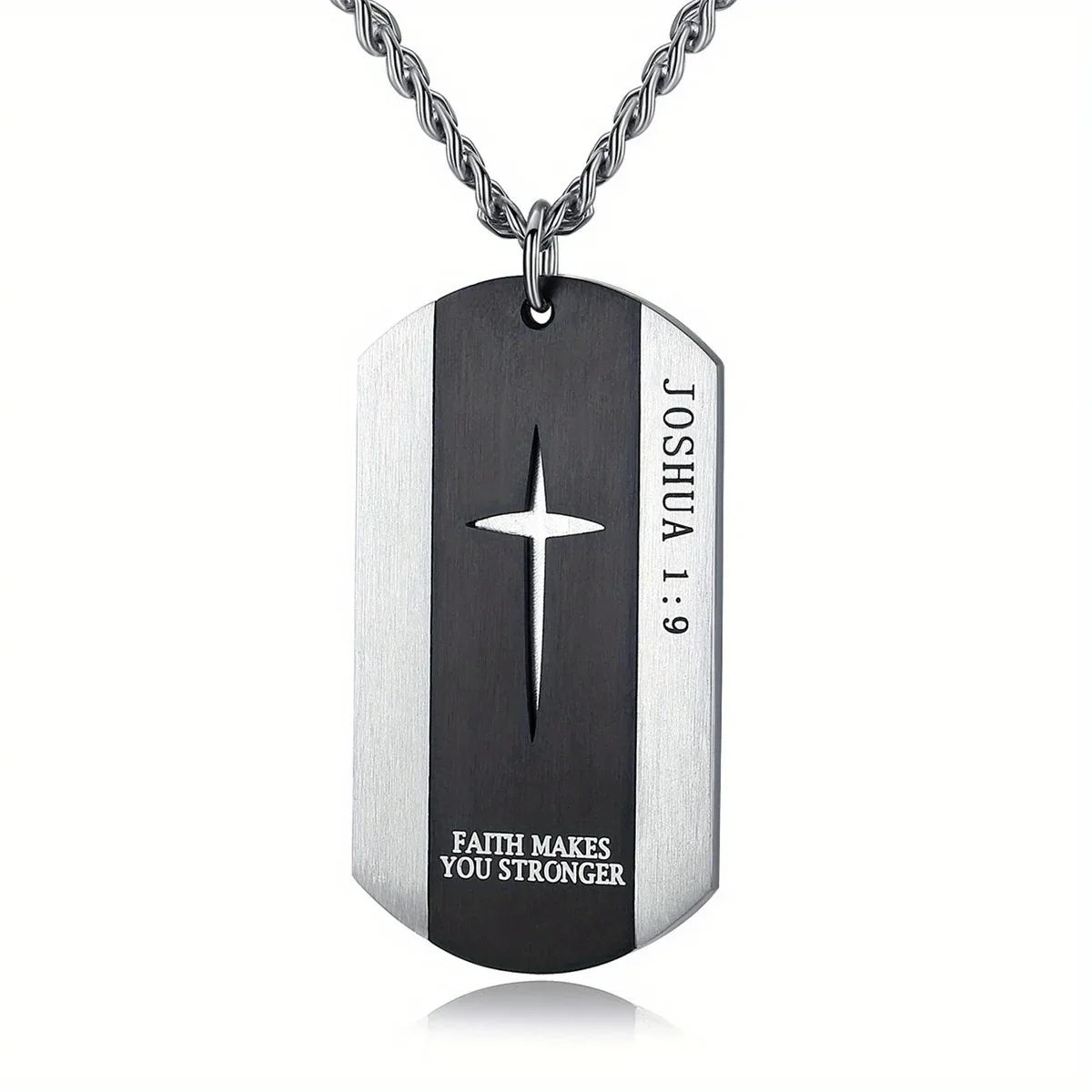 Black Stainless Steel Bible Verse Cross Necklace for Men - God Cloth