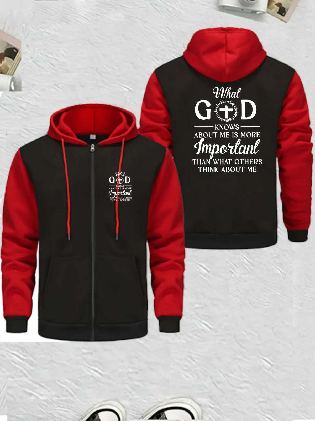 Men's Full-Zip Hooded Color Block Christian Jacket - God Cloth