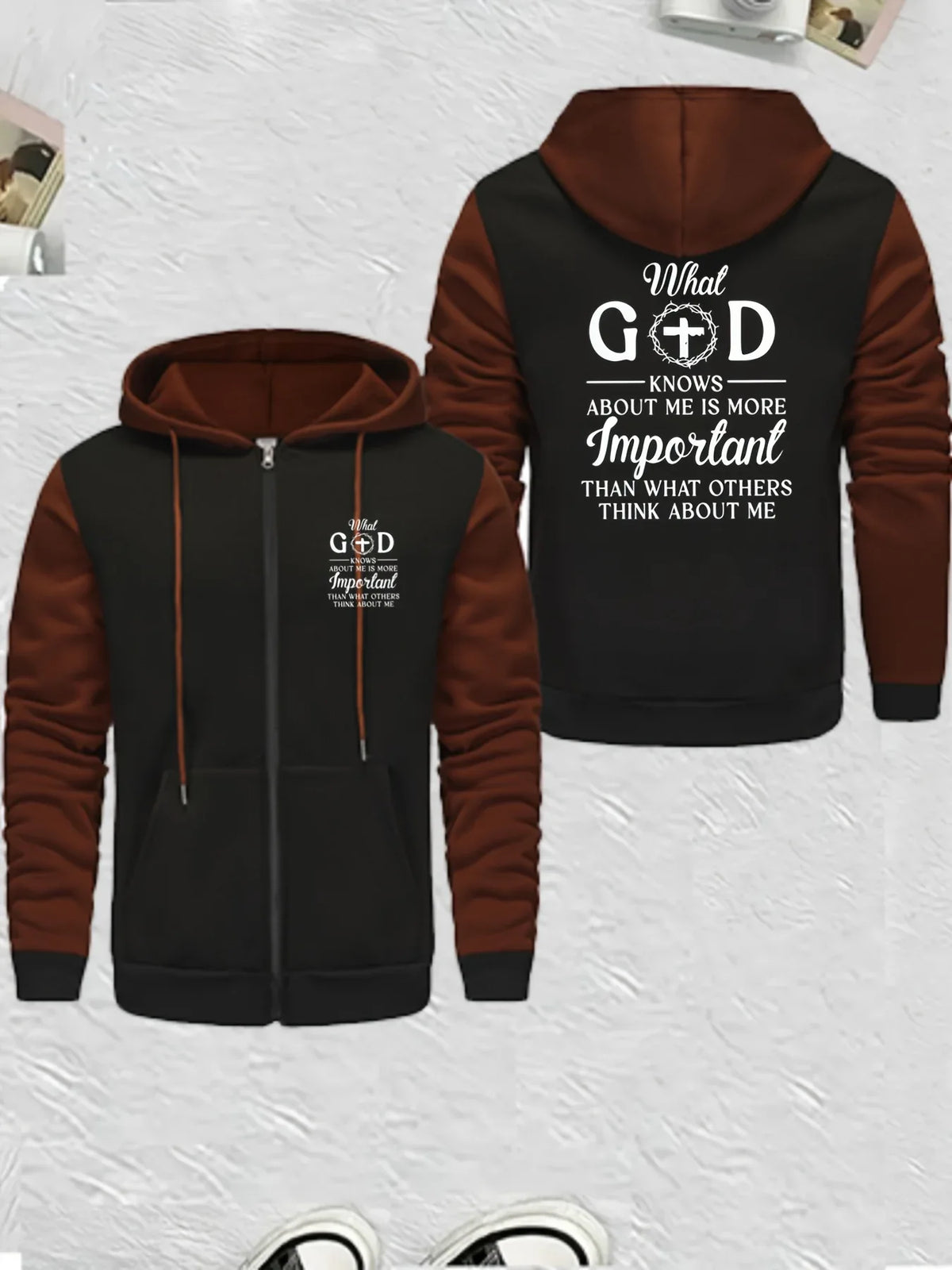 Men's Full-Zip Hooded Color Block Christian Jacket - God Cloth