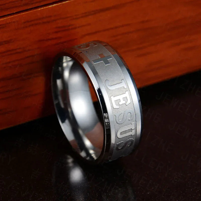 Two-Tone Jesus Cross Ring - God Cloth