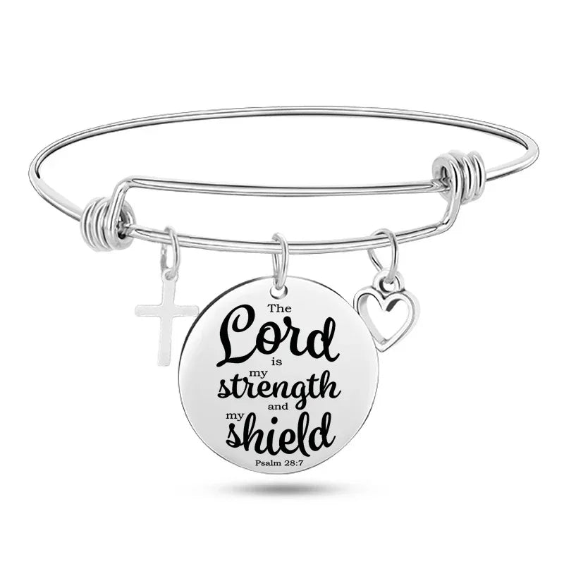 Lady's Bible Scripture Stainless Steel Bangle Bracelet - God Cloth