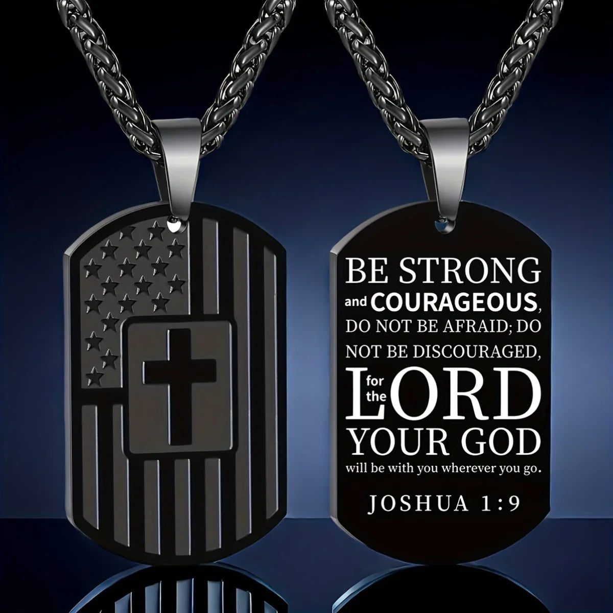 Stainless Steel Black Dog Tag Necklace - God Cloth
