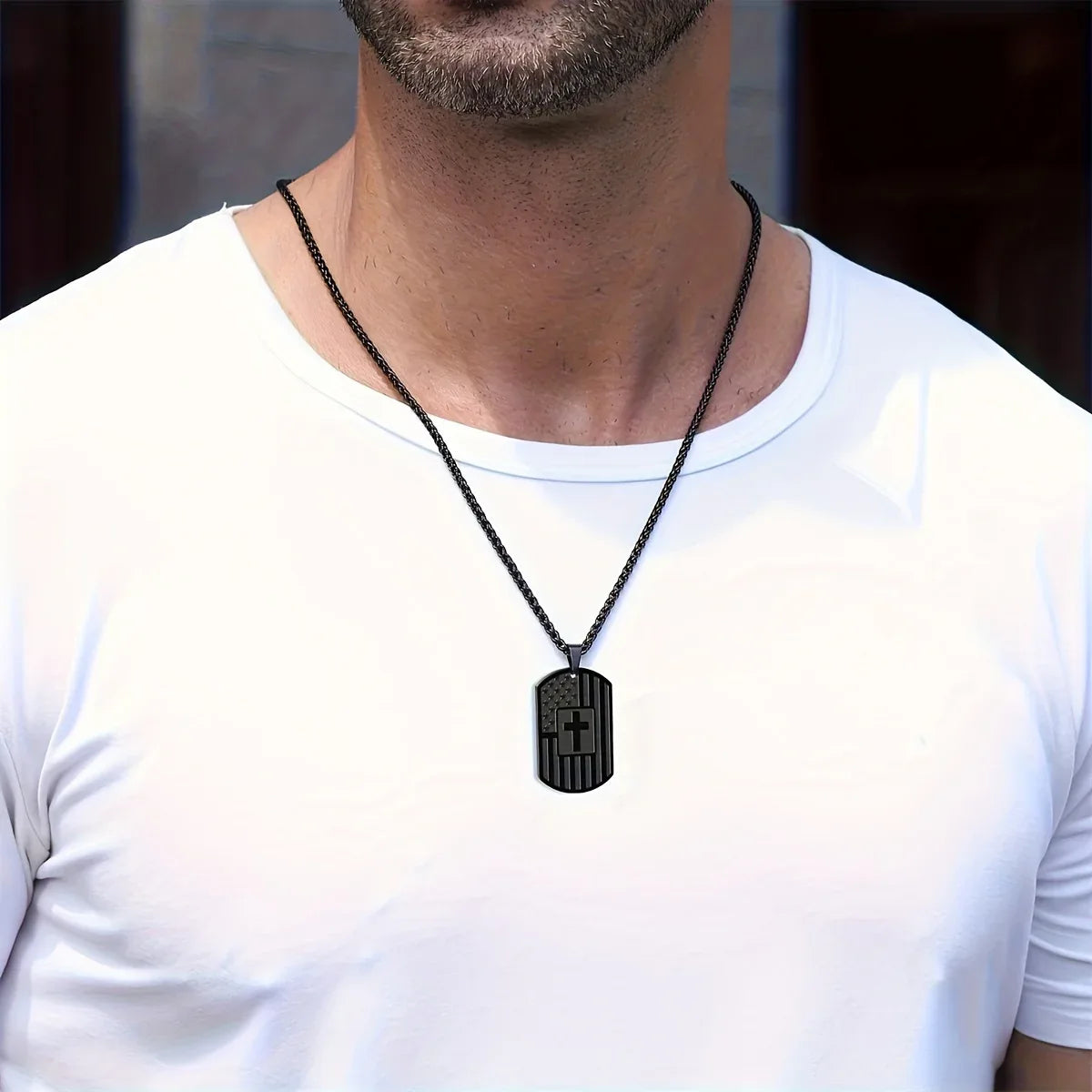 Stainless Steel Black Dog Tag Necklace - God Cloth