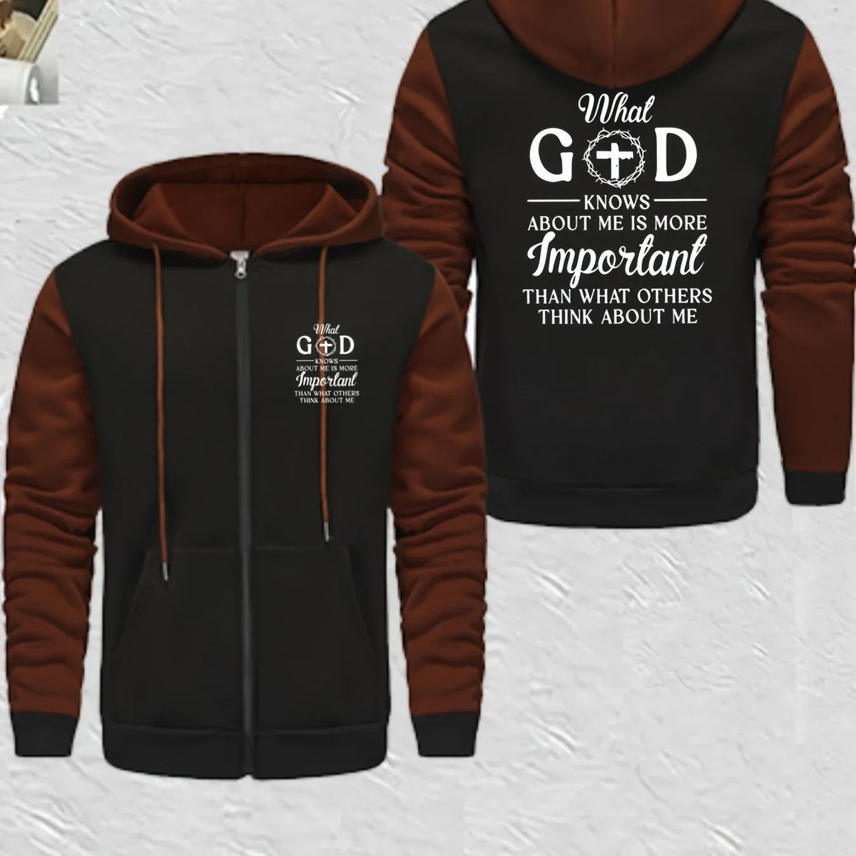 Men's Full-Zip Hooded Color Block Christian Jacket - God Cloth