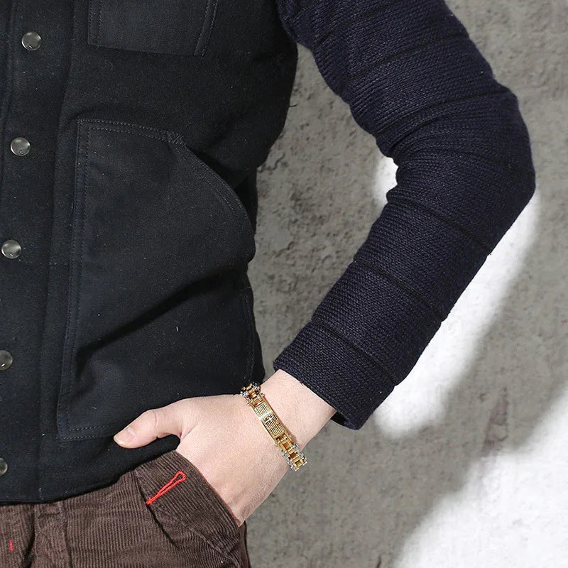 Men's Gold Titanium Steel Cross Scripture Bracelet - God Cloth