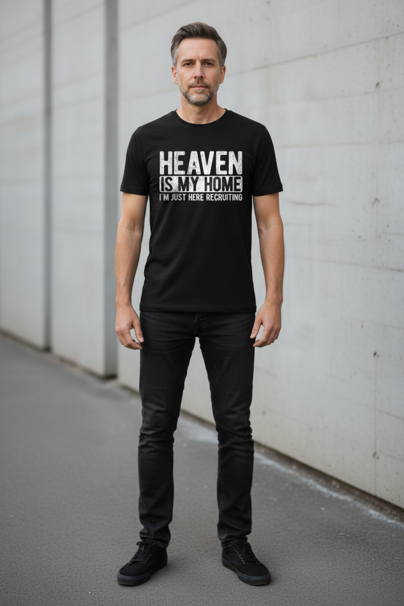 Heaven Is My Home Christian T-Shirt – “I’m Just Here Recruiting” | God Cloth