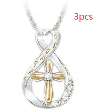Two-Tone Diamond Cross Footprint Pendant - God Cloth