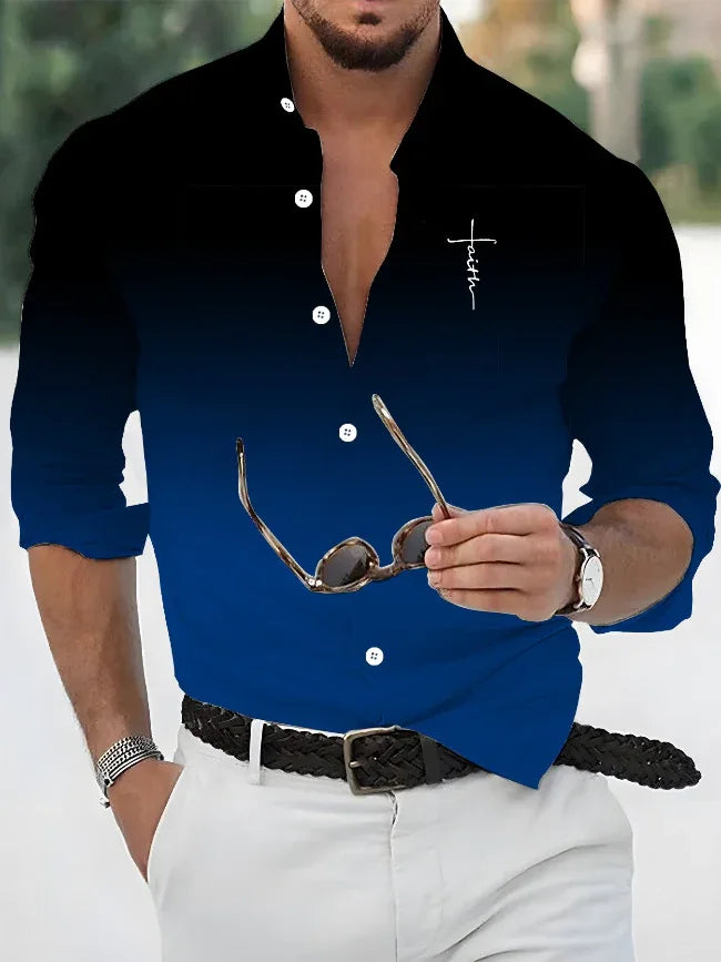 Blue Ombre Faith Lettering Shirt - God Cloth