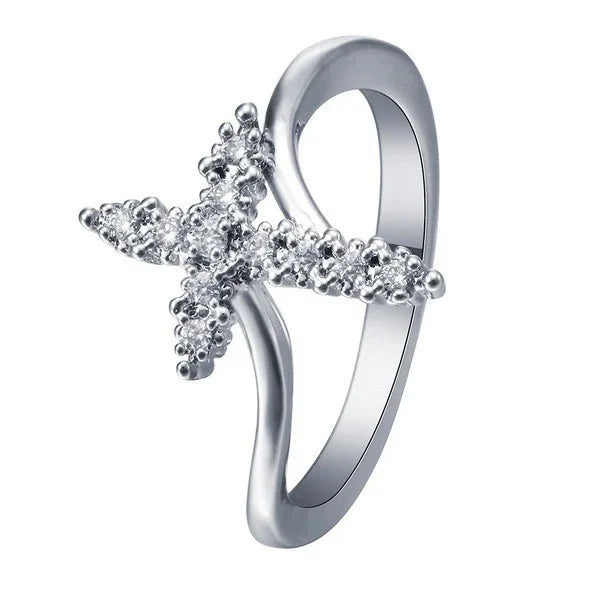 Rhinestone Cross Ring - God Cloth