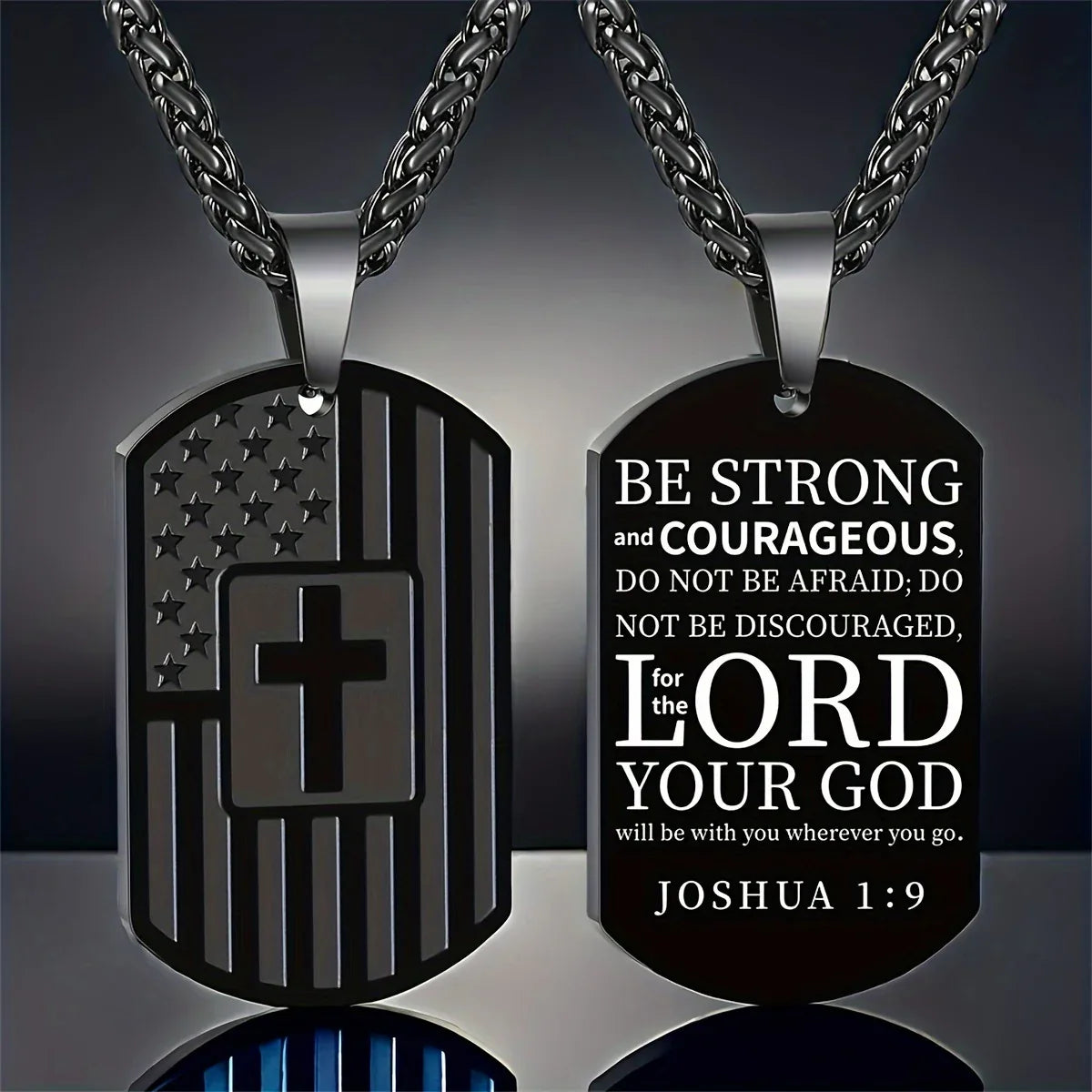 Stainless Steel Black Dog Tag Necklace - God Cloth