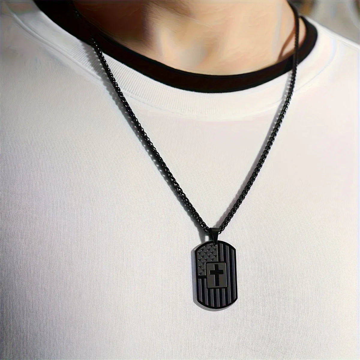 Stainless Steel Black Dog Tag Necklace - God Cloth