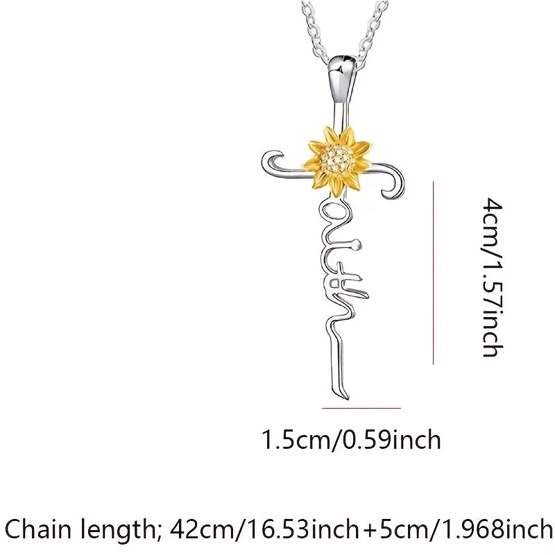 Sunflower Faith Cross Necklace
