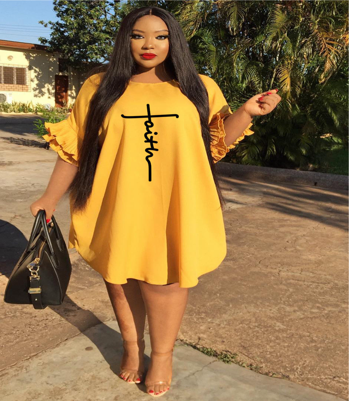 Round-neck Lotus Sleeve Faith Dress