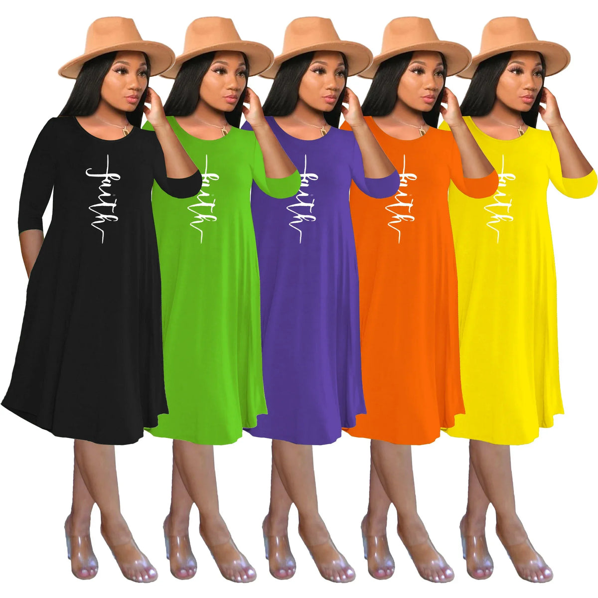 Casual Faith Print Dress - God Cloth