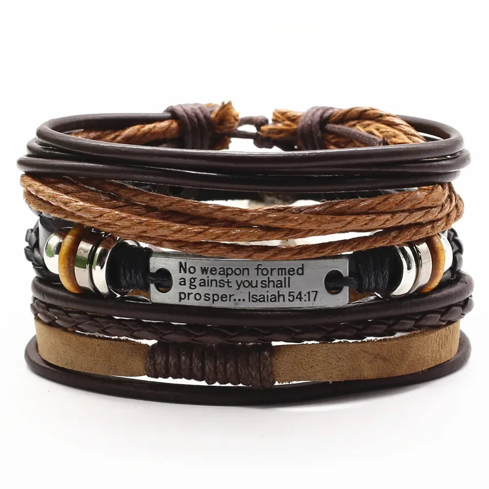 3 Pc Leather Bracelet Set - God Cloth