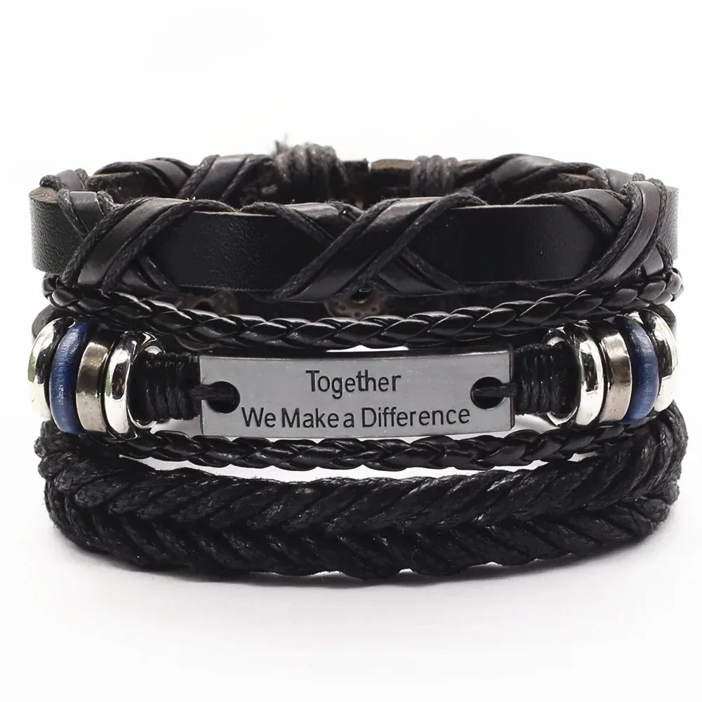 3 Pc Leather Bracelet Set - God Cloth