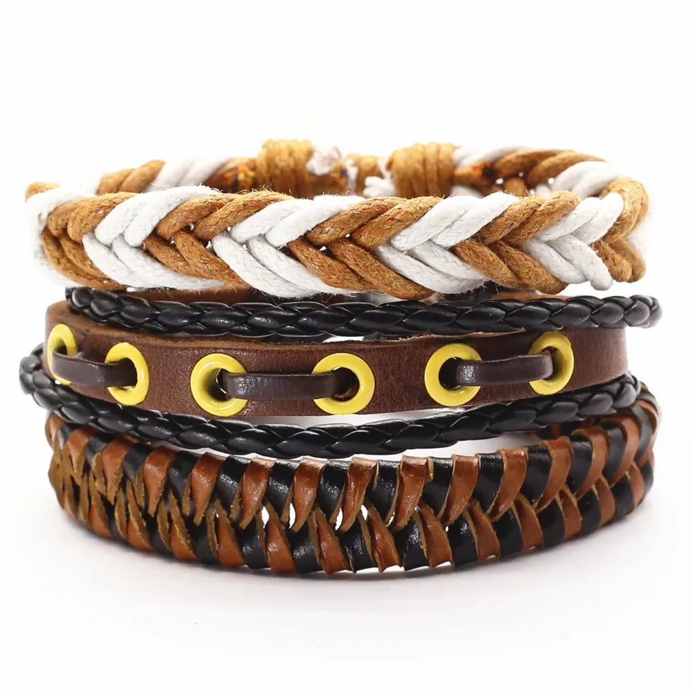 3 Pc Leather Bracelet Set - God Cloth