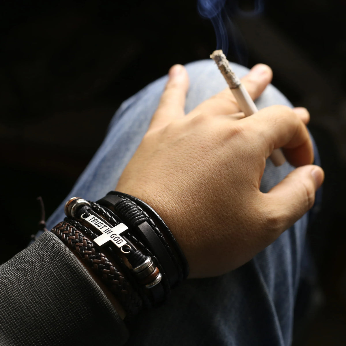 3 Pc Leather Bracelet Set - God Cloth