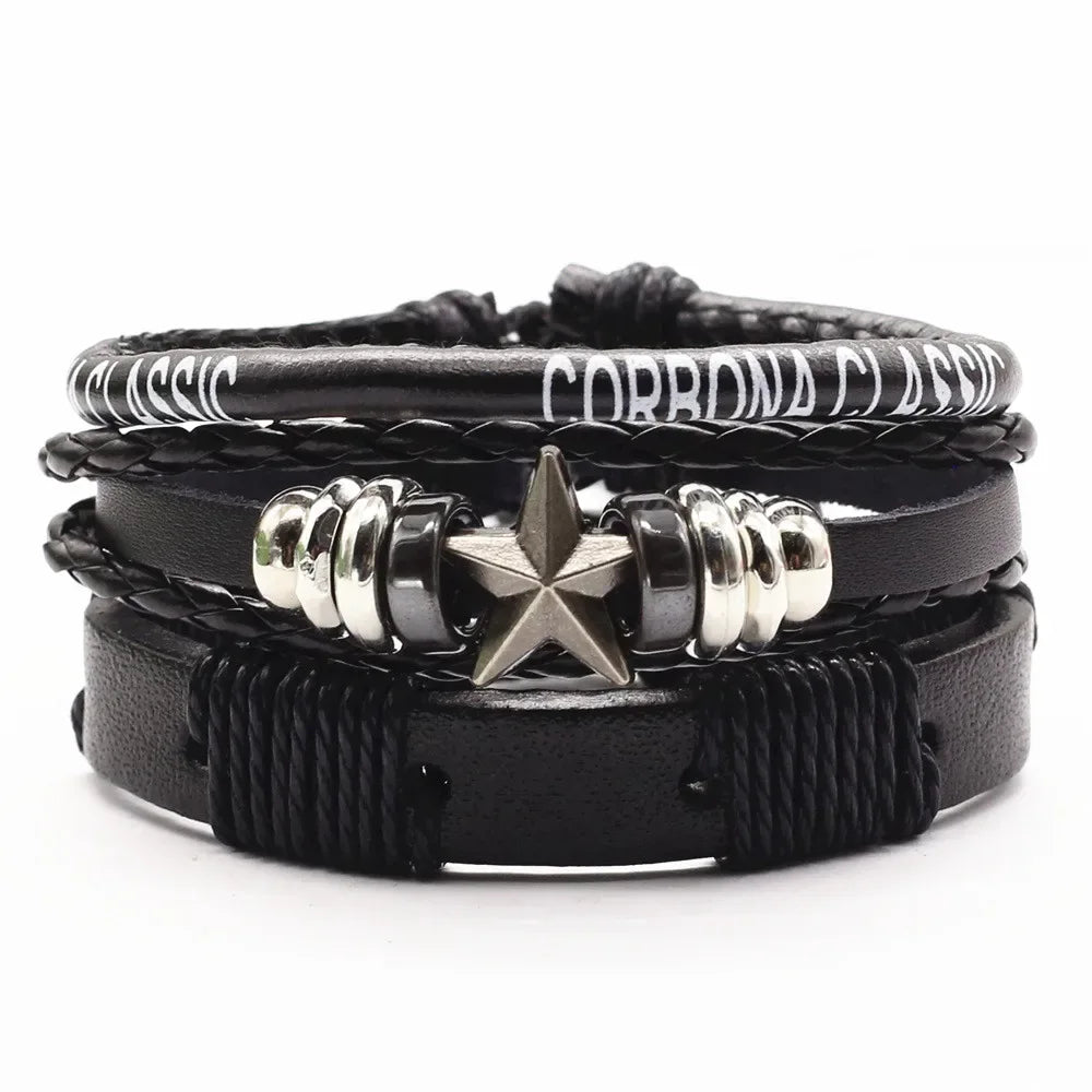 3 Pc Leather Bracelet Set - God Cloth