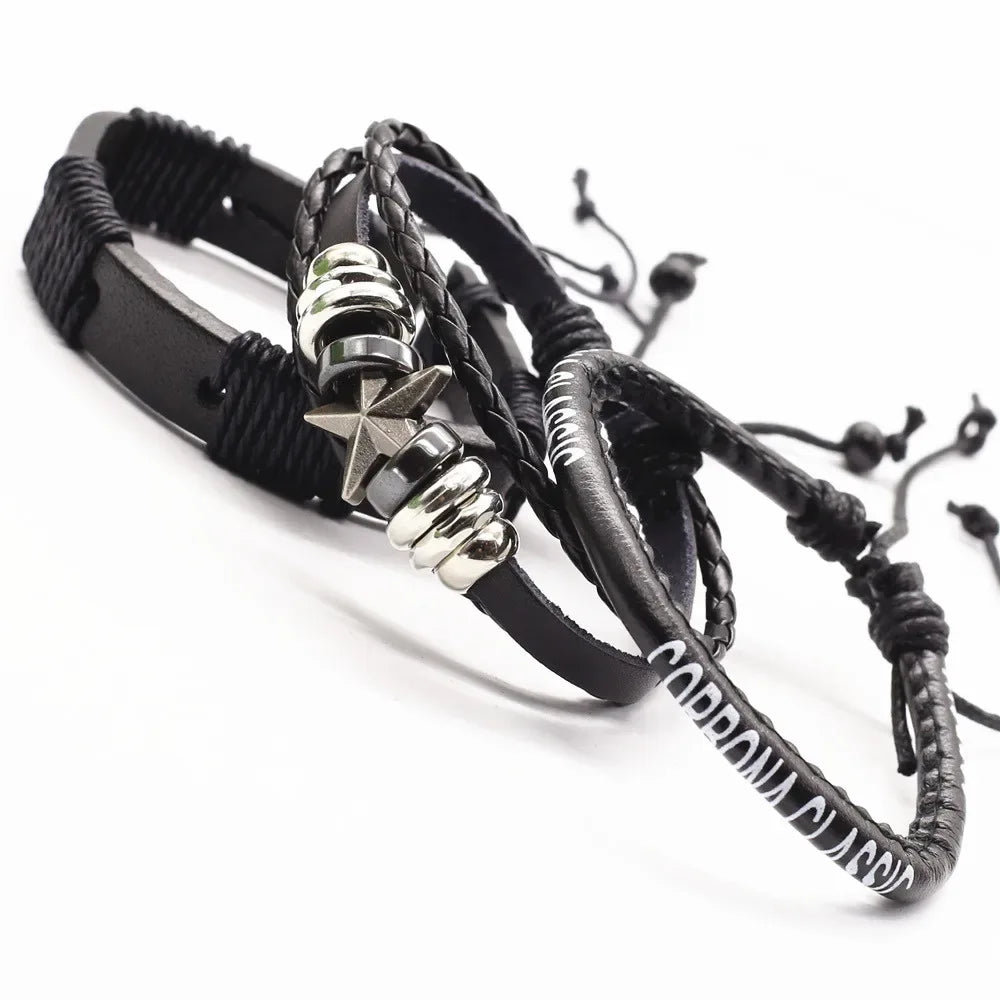3 Pc Leather Bracelet Set - God Cloth