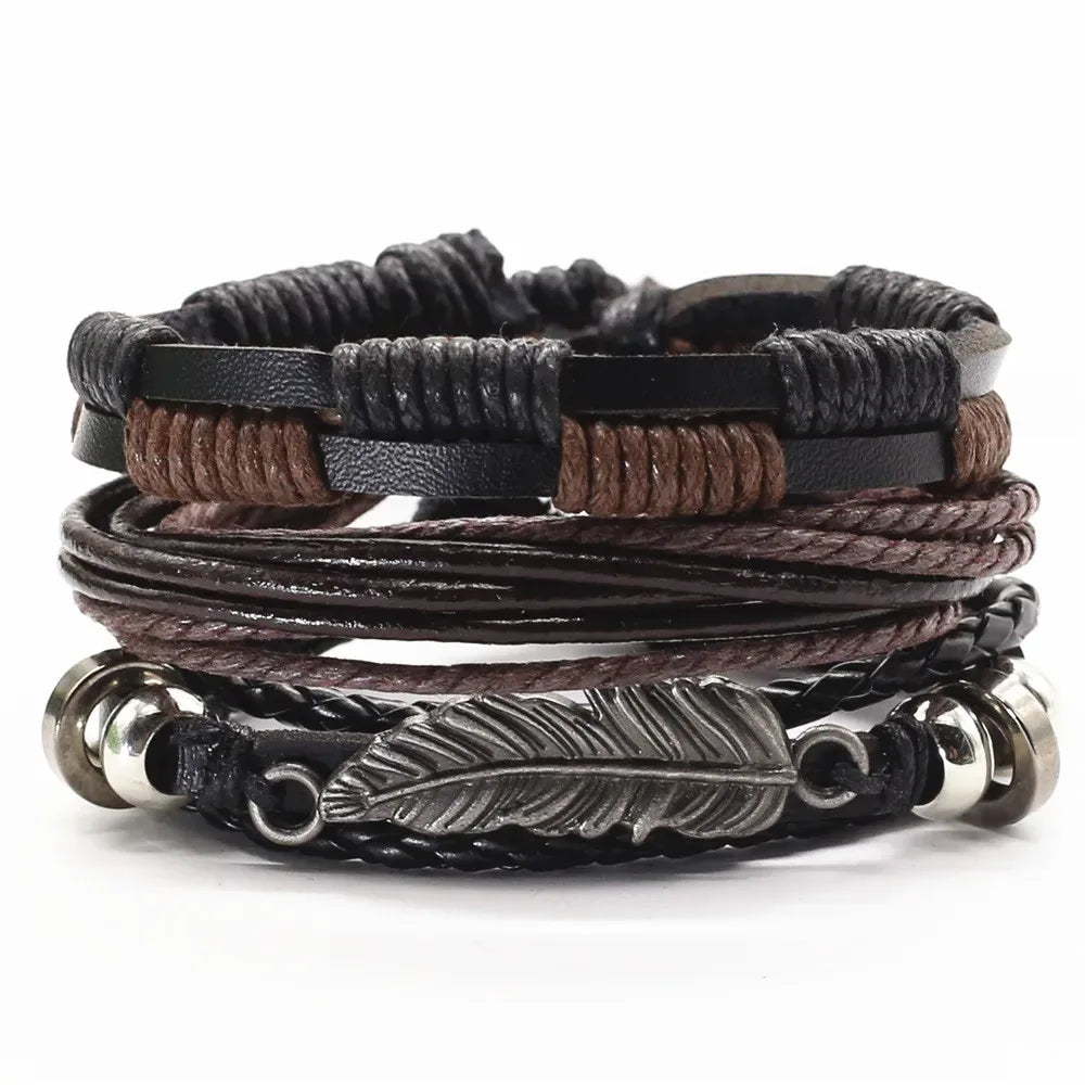 3 Pc Leather Bracelet Set - God Cloth