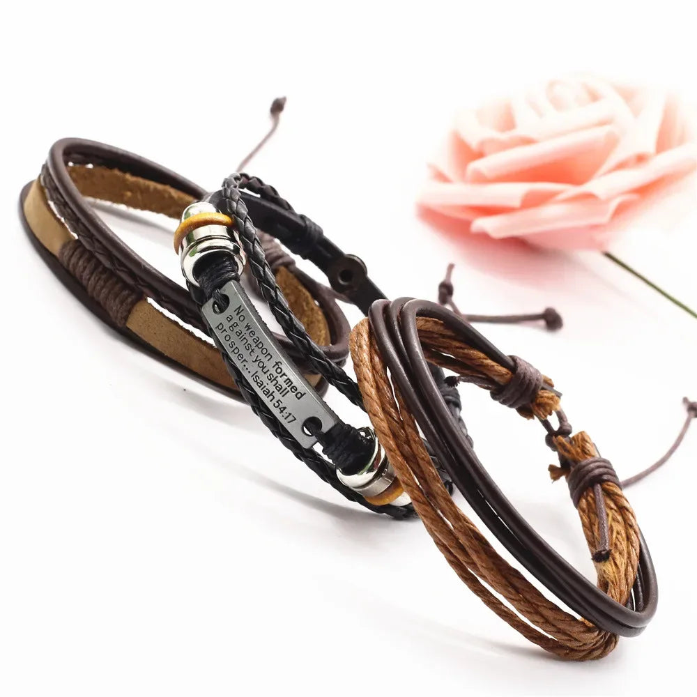 3 Pc Leather Bracelet Set - God Cloth