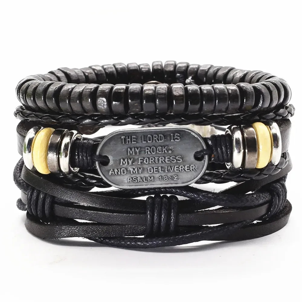 3 Pc Leather Bracelet Set - God Cloth